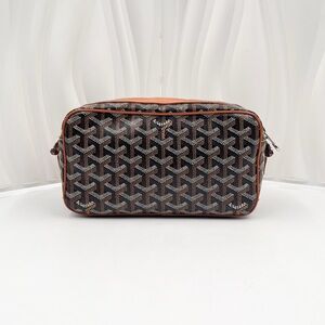 GOYARD Cap-Vert Camera Bag Black & Tan Goyardine Canvas Leather Trim